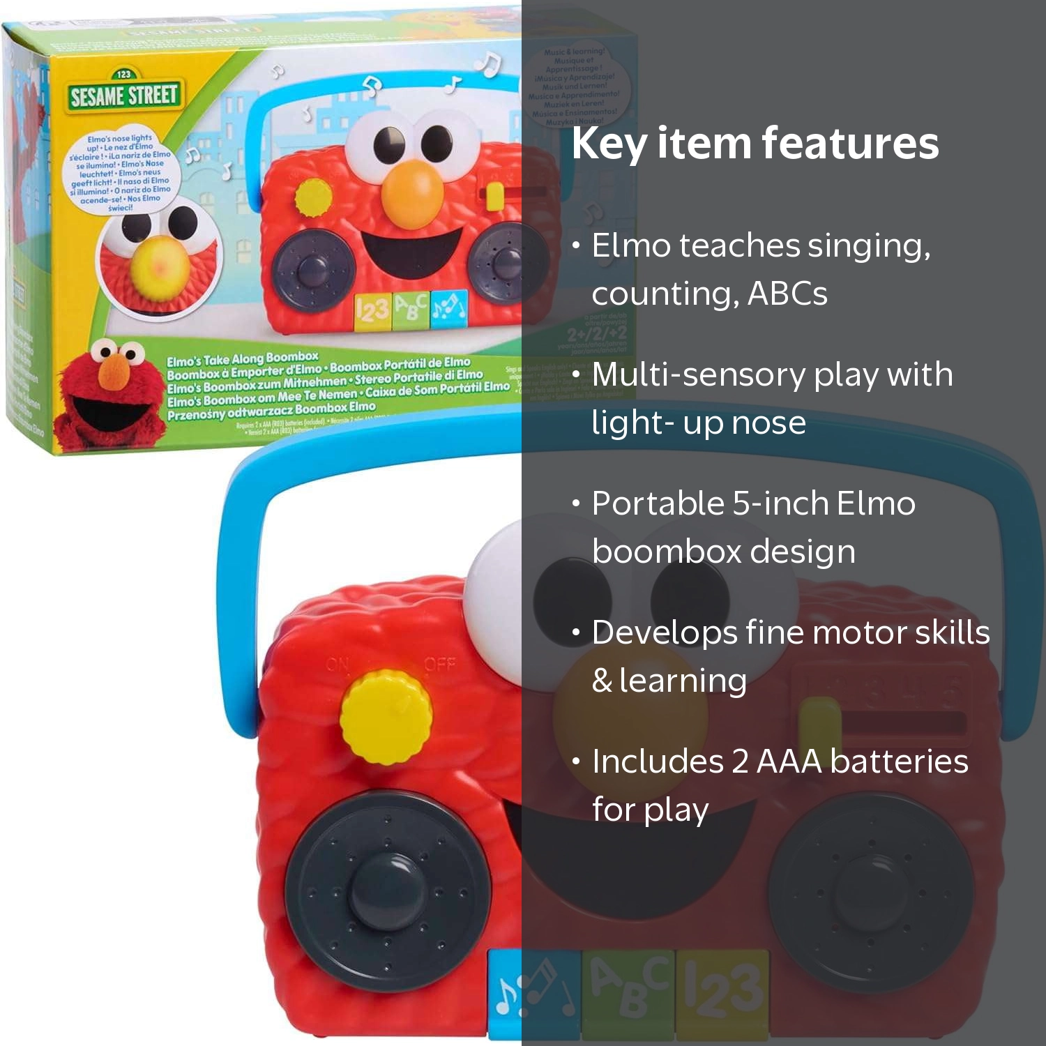 Sesame Street, Sesame Street Elmo Boombox, Take Along, 5.5