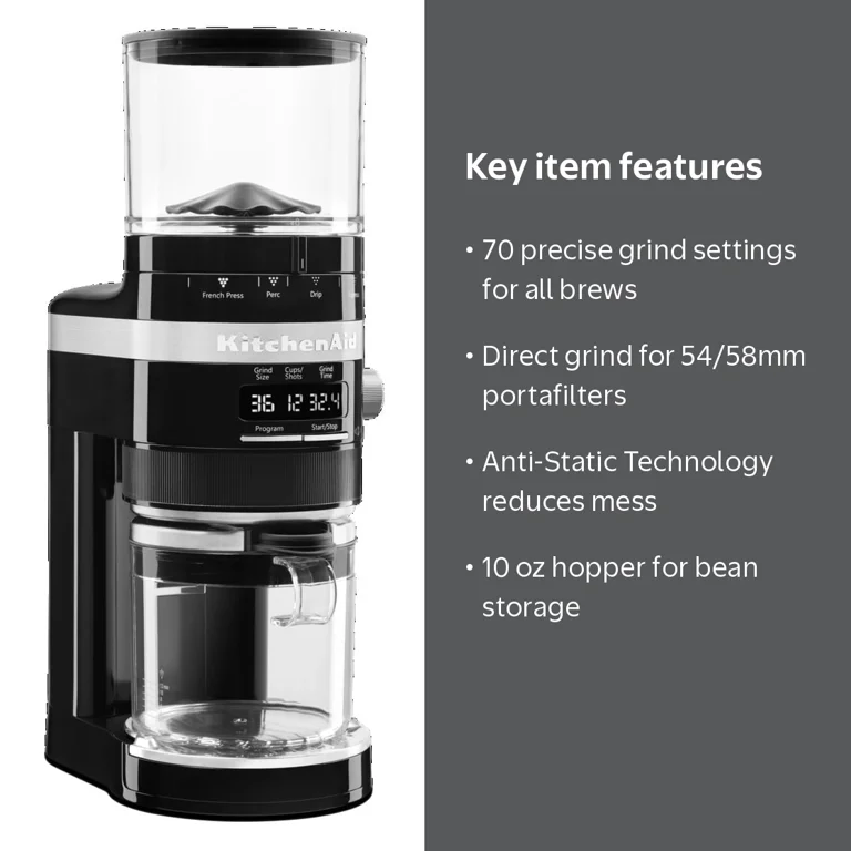 KitchenAid, Burr Coffee Grinder, KCG8433, Onyx Black - Walmart.com