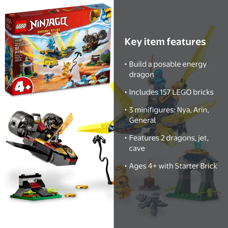 LEGO, NINJAGO Nya and Arin's Baby Dragon Battle, 71798, 157 Pieces