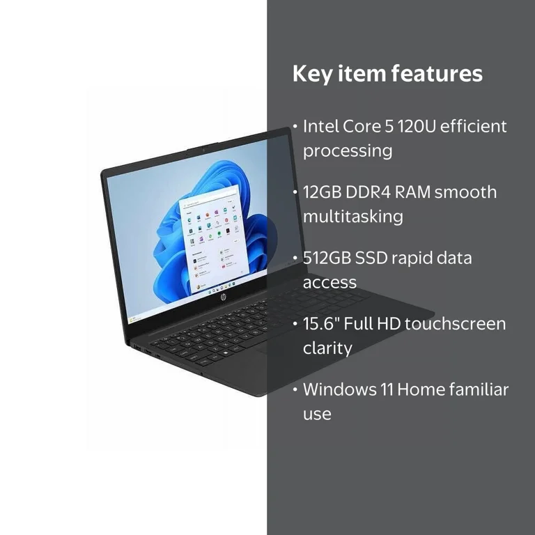 HP 15.6” Touchscreen Laptop- Intel Core 5 120U - 1080p - Windows