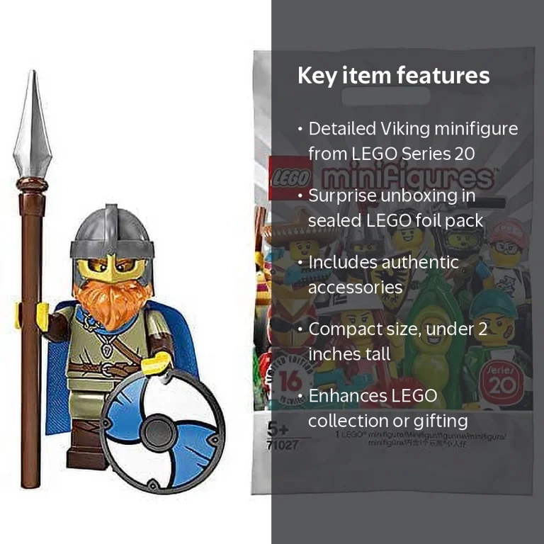 LEGO Series 20 Minifigures Collectible Viking Interlocking Block
