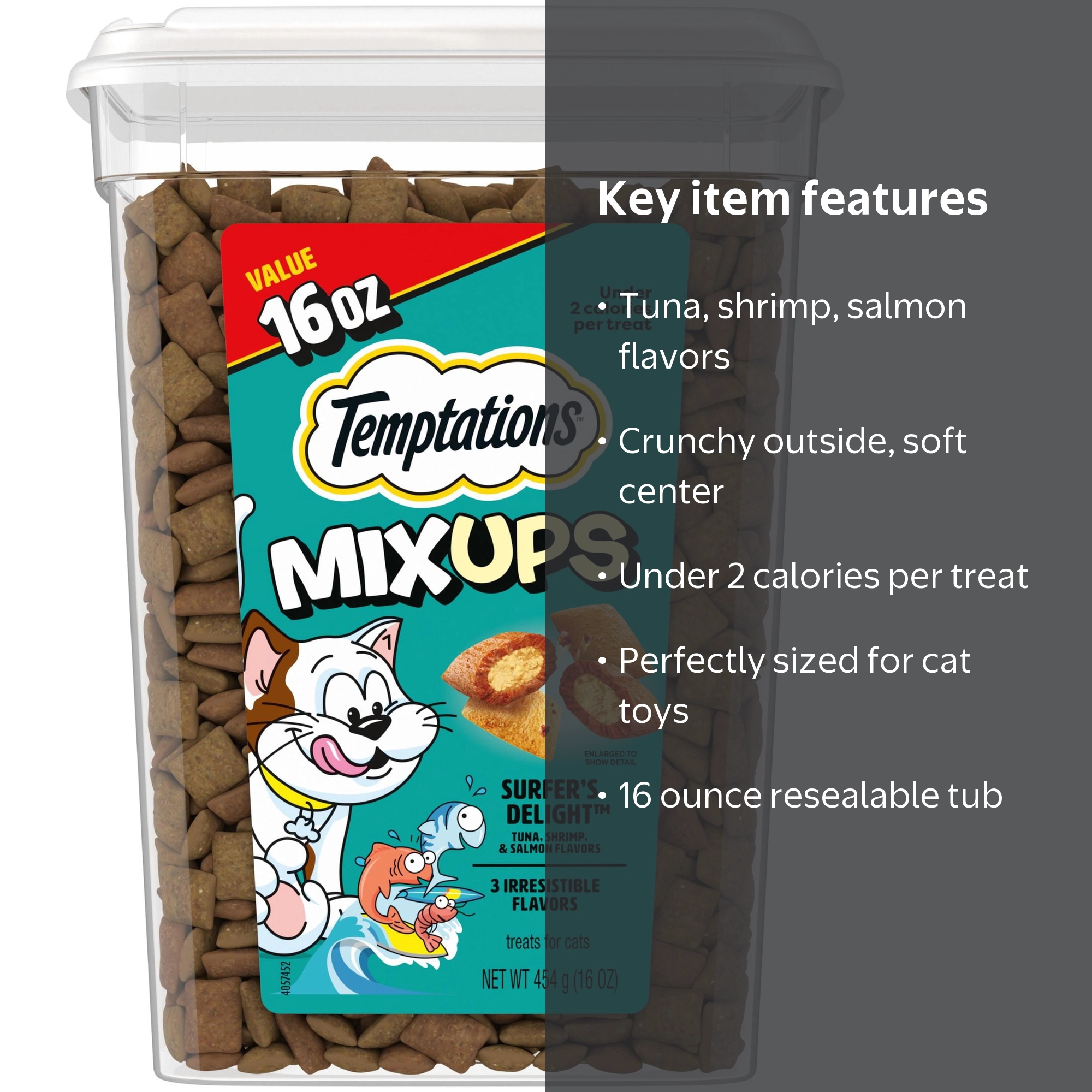 TEMPTATIONS Mixups, Surfer's Delight Crunchy & Soft Cat Treats