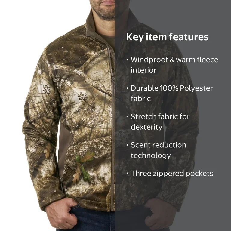 Realtree APX Men's Chill Cutter Softshell Hunting Jacket, Sizes S