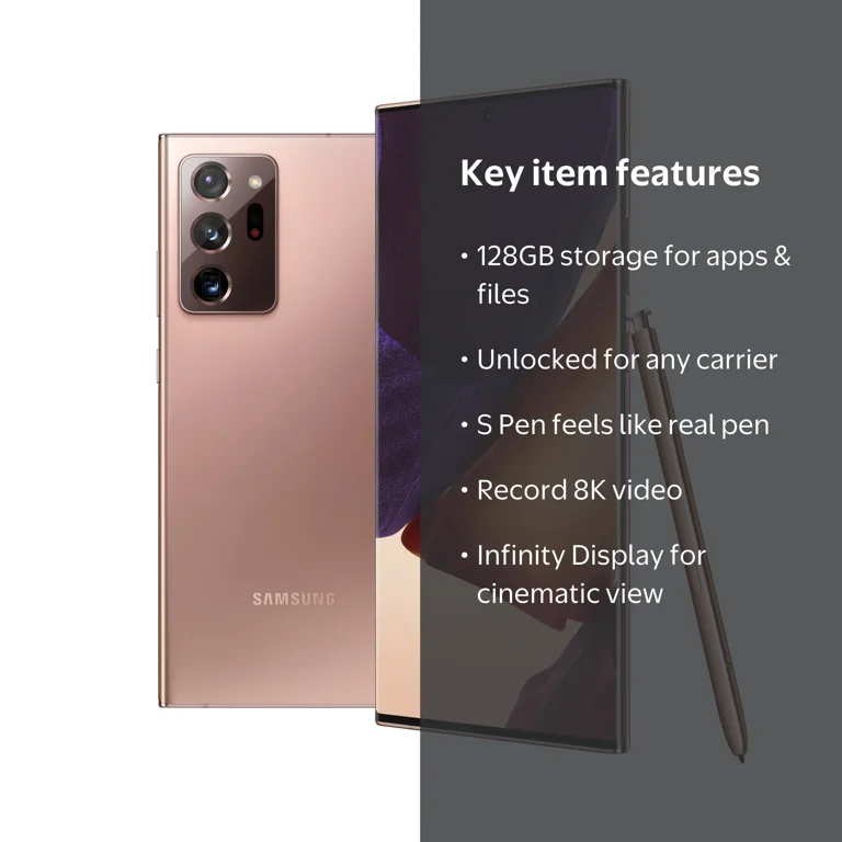 SAMSUNG Galaxy Note 20 Ultra 5G, 128GB, Bronze, Unlocked, Powerful