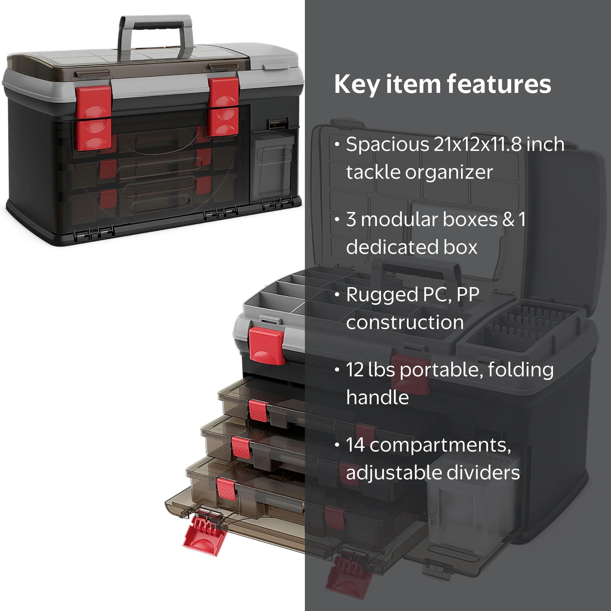 Gymax 5 Layers Fishing Tackle Box w/ Dividers & Top Storage 3 Removable  Utility Boxes
