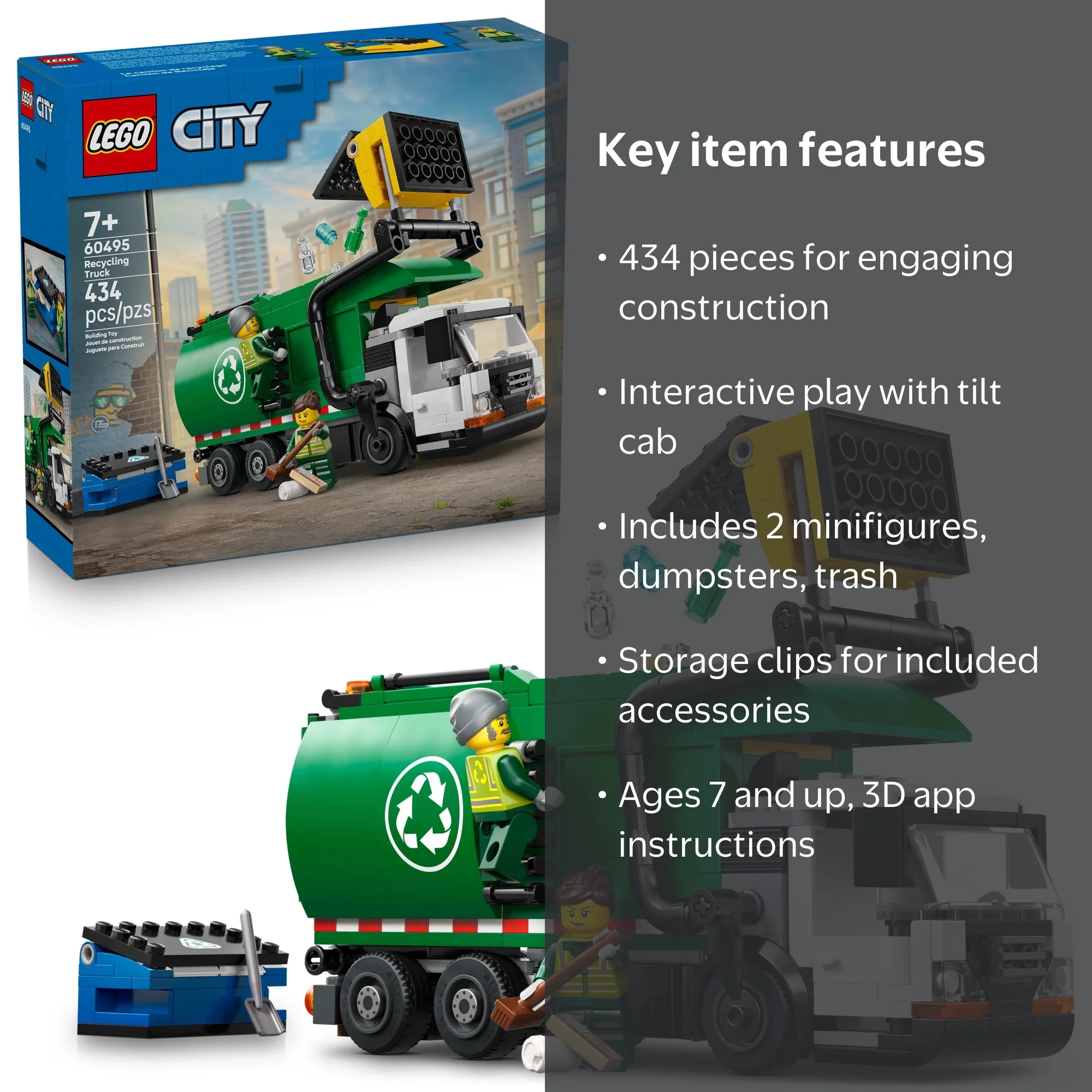 LEGO City Recycling Truck Toy - Building Set for Boys & Girls