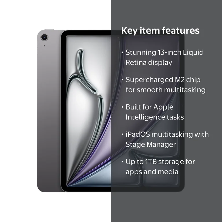 Apple 13-inch iPad Air Tablet M2 Wi-Fi 1TB - Space Gray 2024 Model