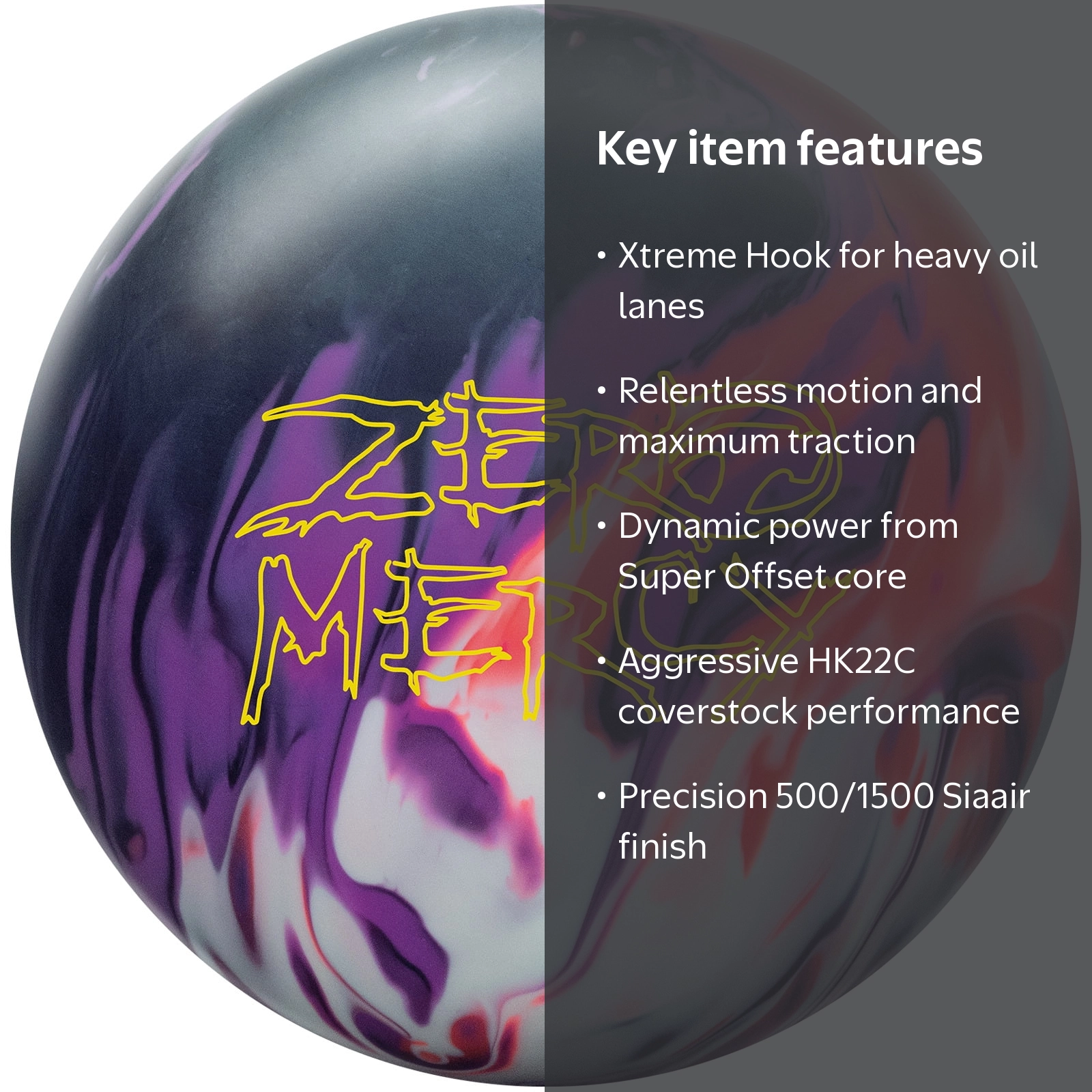Hammer Zero Mercy Solid Bowling Ball - Black/Purple/White/Red