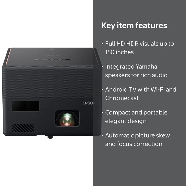 Epson EpiqVision Mini EF12 Smart Streaming Laser Projector, 150