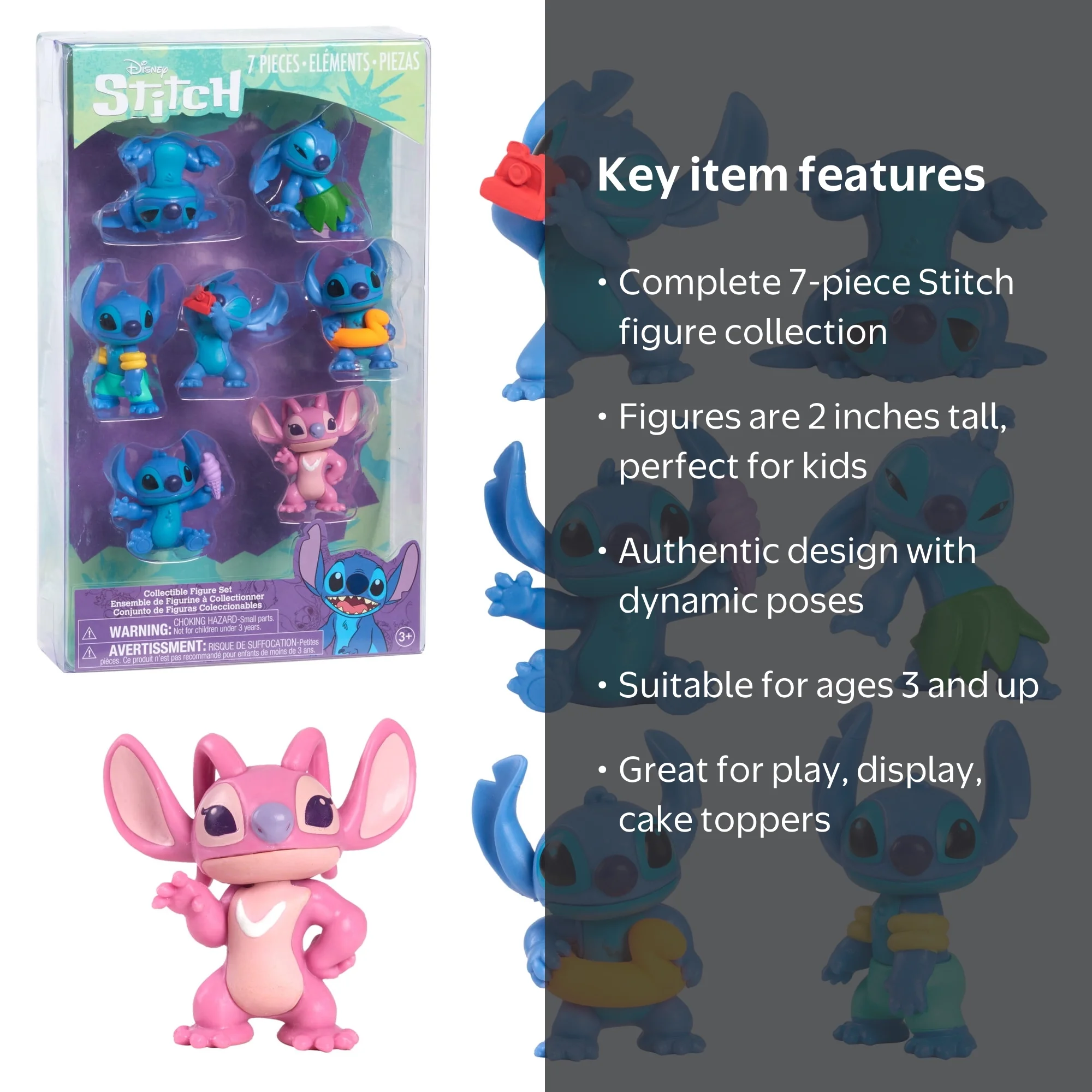 Disney Adorable Stitch Characters 7-Piece Collectible Figure Set
