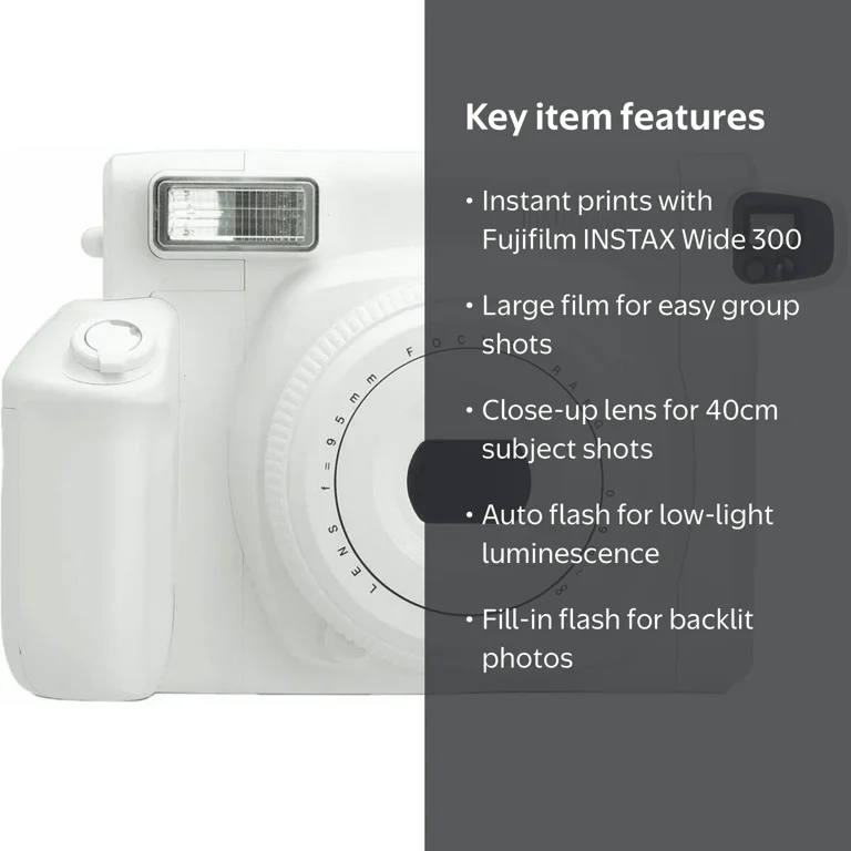 デジタルカメラ FUJIFILM instax WIDE300 Fujifilm INSTAX Wide 300 Instant Film Camera, White - Snap