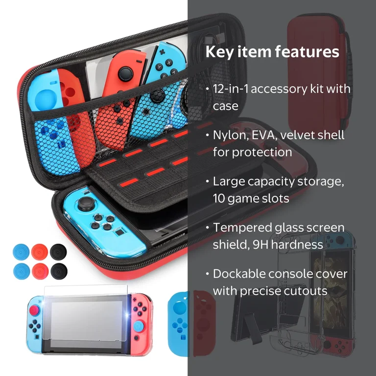 Nintendo Switch 本体 コントローラー ポーチ(カバー)セット TSV 13-in-1 Nintendo Switch Kit: EVA Carrying Case, Screen