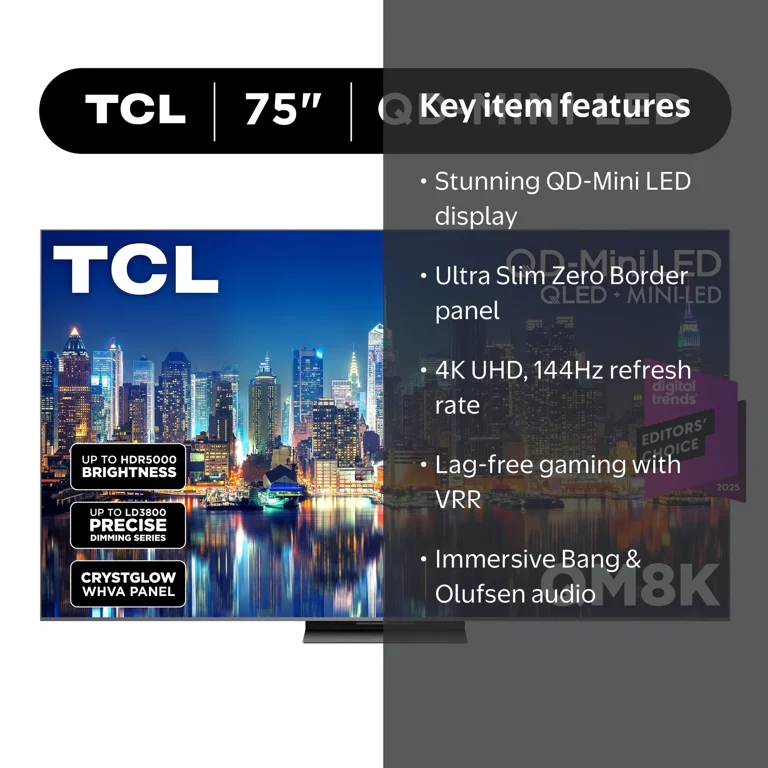 TCL 75 Inch Class QM8K Series QD-Mini LED QLED 4K UHD Smart Google