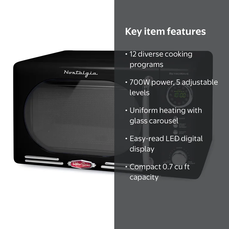 Nostalgia, Microwave Oven, 0.7 cu ft, 700W, Retro Style - Walmart.com