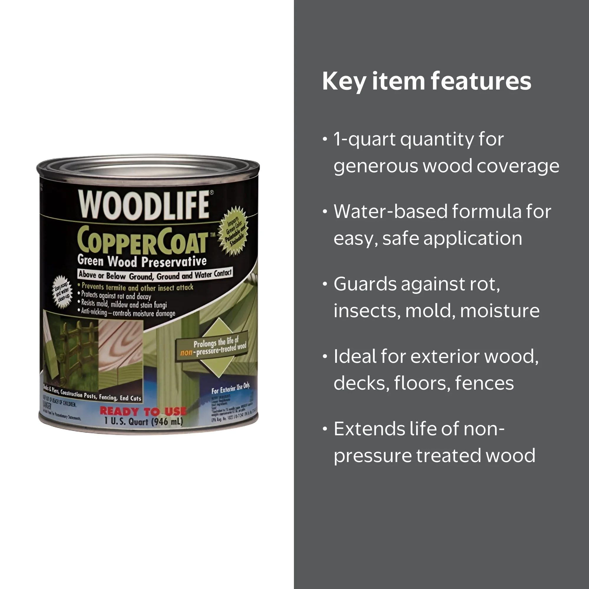 Wolman Woodlife Copper Coat Green Wood Preservative 1 qt, Anti