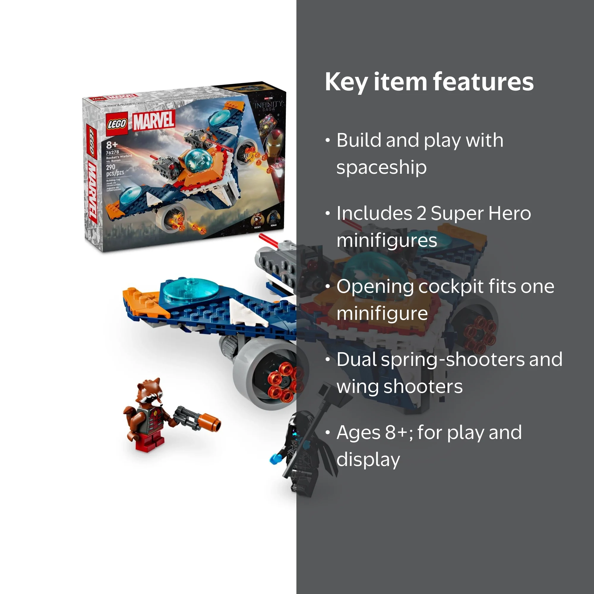 LEGO Marvel Rocket's Warbird vs. Ronan, Buildable Super Hero
