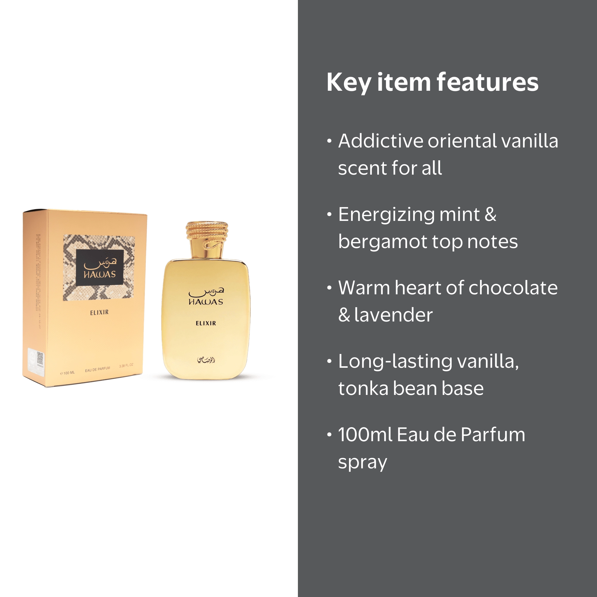 Rasasi, Men's Fragrance, Hawas Elixir 3.4 oz EDP Spray, Amber