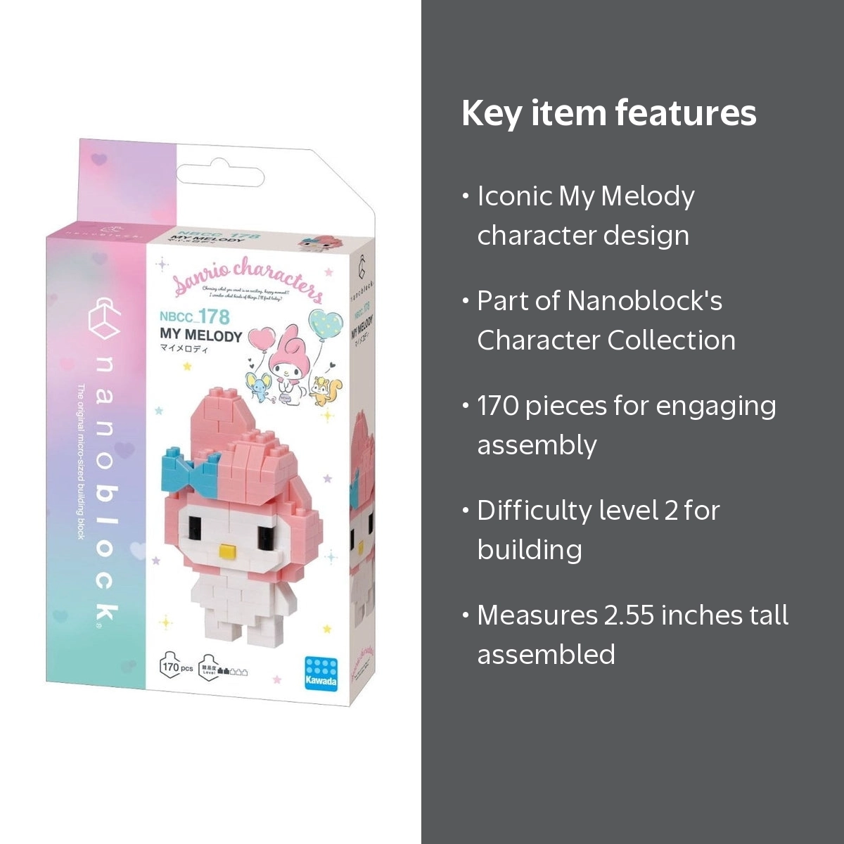QYマステ2月新作Pink melody 6cm×5M 貝殻光 Hello Kitty, My Melody Nanoblock, Multicolor, 170 pieces - Walmart.com