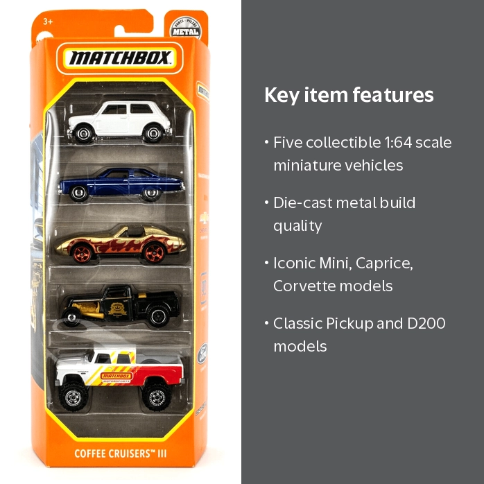 Matchbox Coffee Cruisers III 5 Pack Mini Cooper, Caprice, Corvette