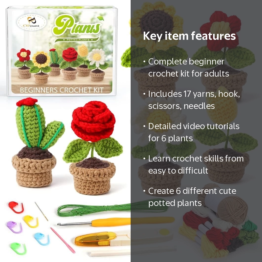 xinyi, Complete Crochet Kit, includes 6 PCS, Multicolor Yarn