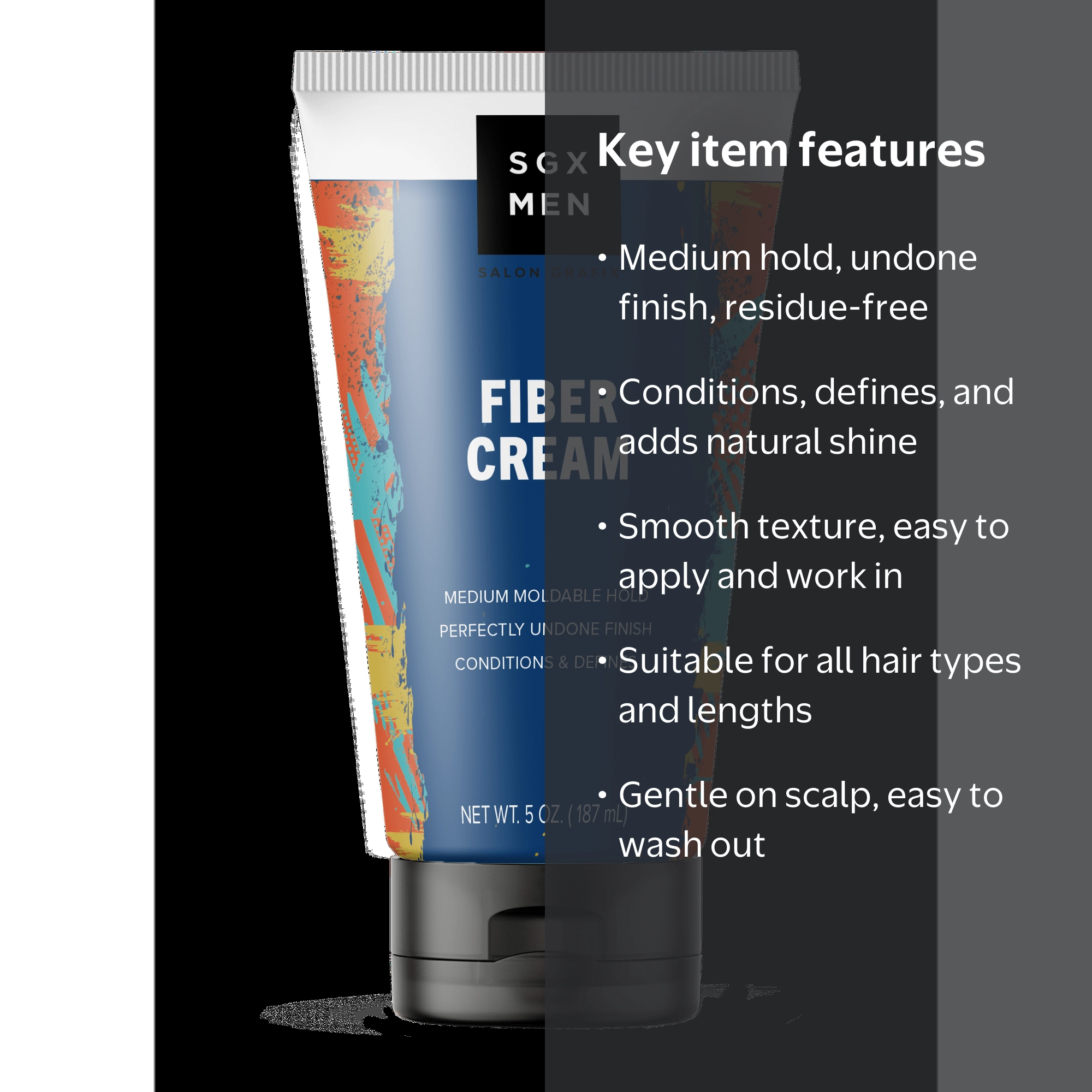 SGX NYC Men's Fiber Cream, Medium Hold, 5 oz, Suitable for All