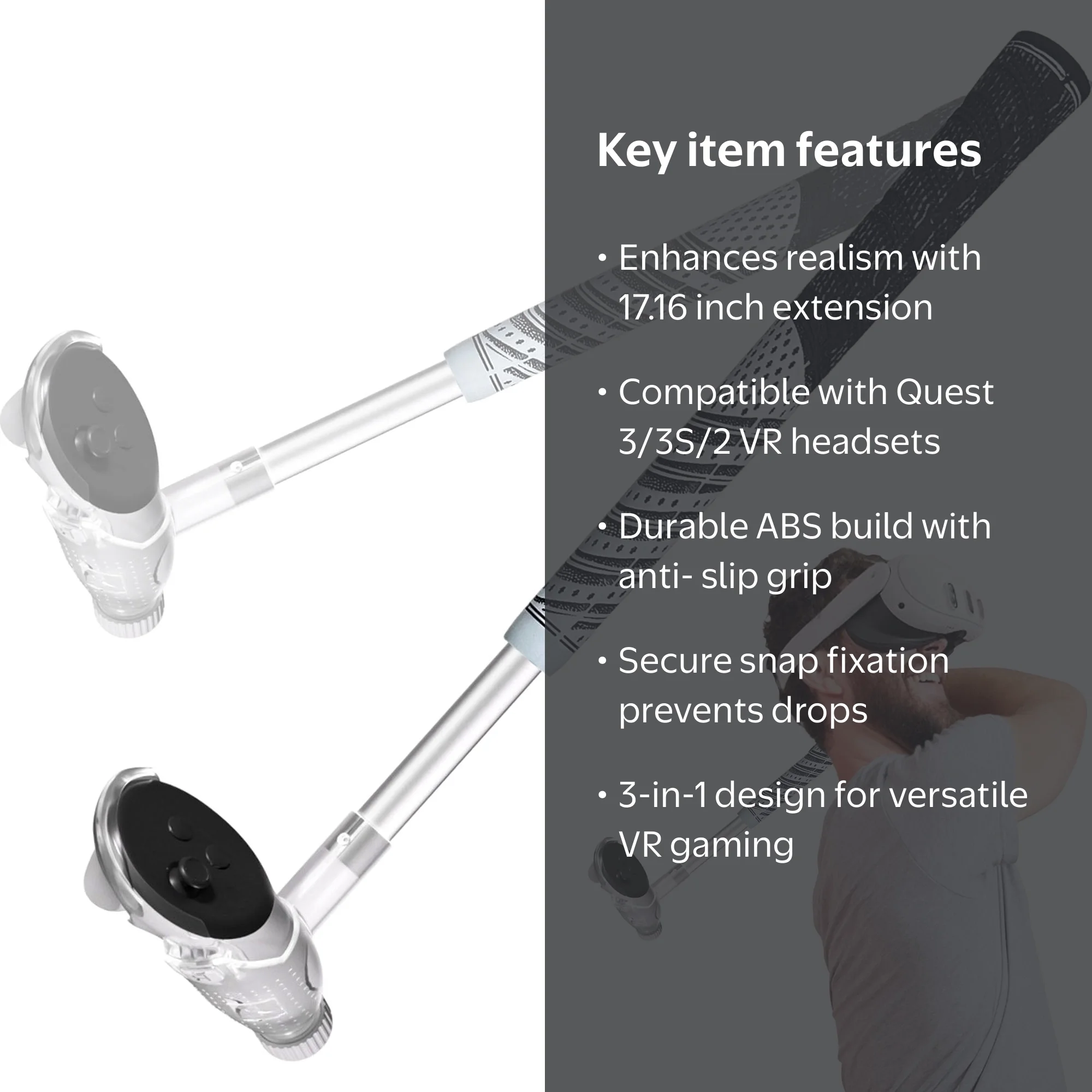 Prociv VR Golf Club Handle for Meta Quest 3S Quest 3/Oculus Quest