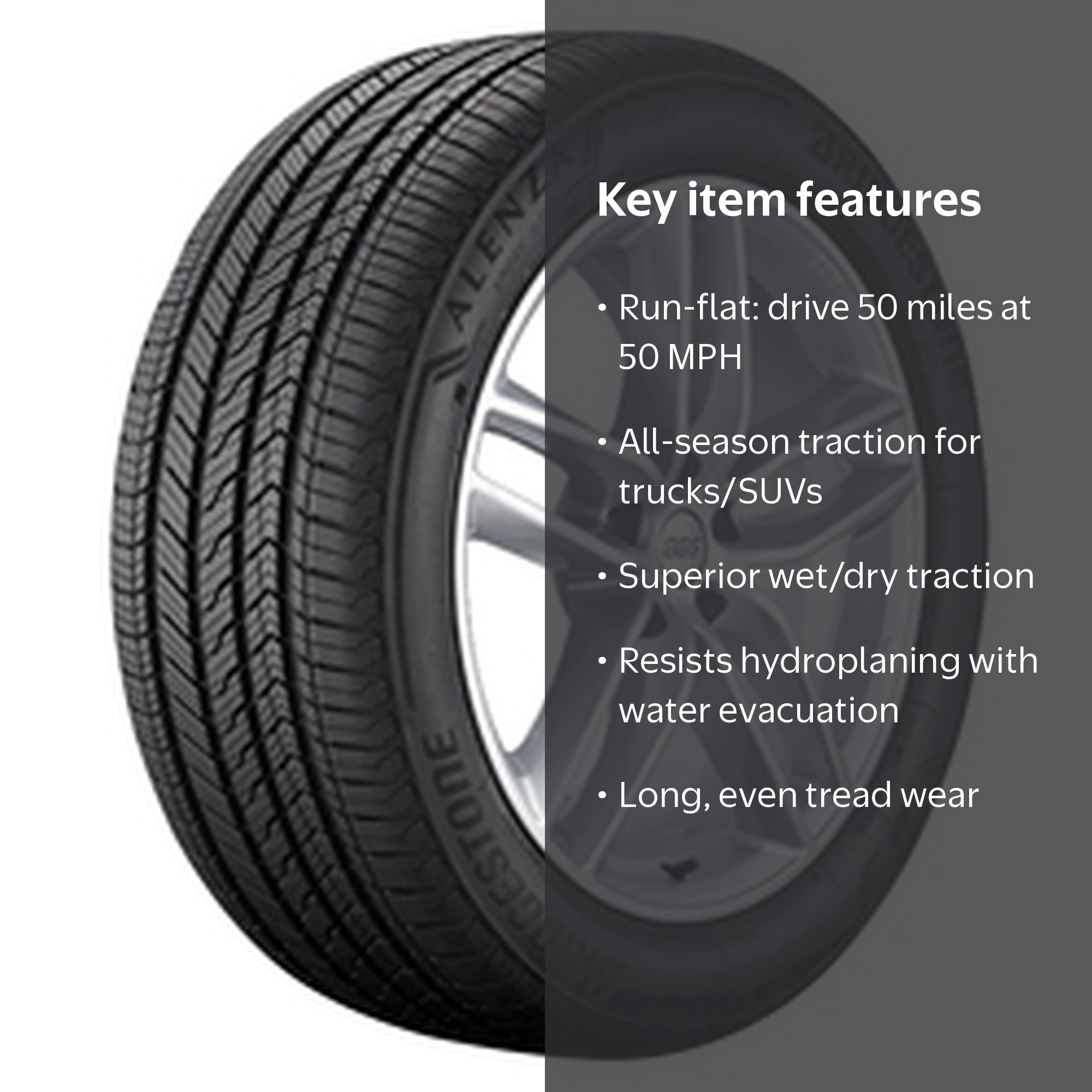 Bridgestone, Passenger Tire, 275/45R20 110H XL, All Season Run