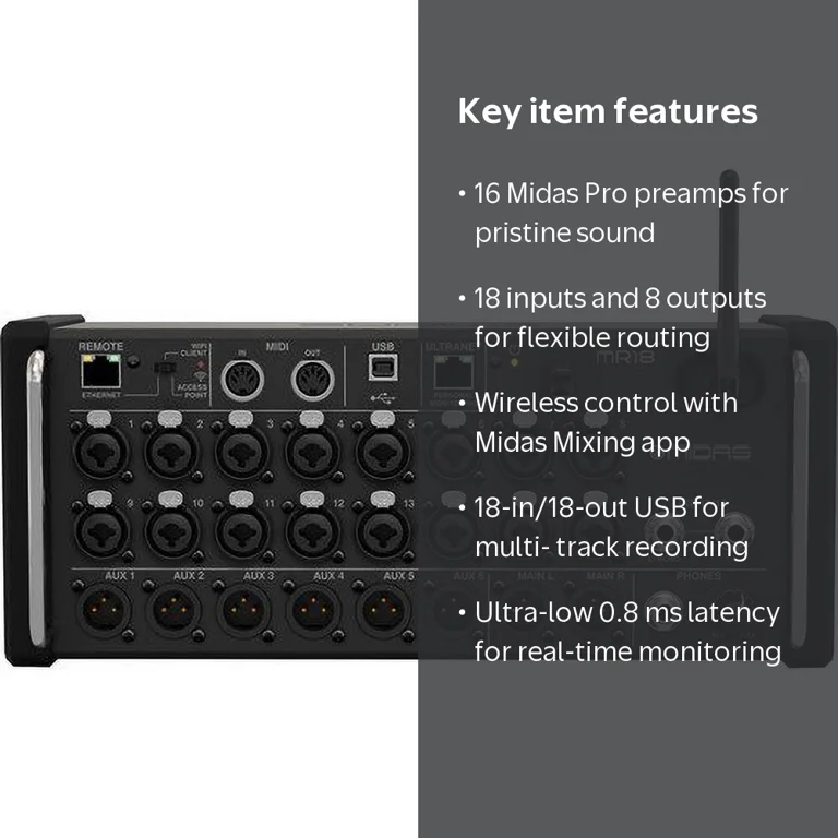 【新品未使用】MIDAS MR18 Midas MR18 18-Input Digital Mixer for iPad/Android Tablets