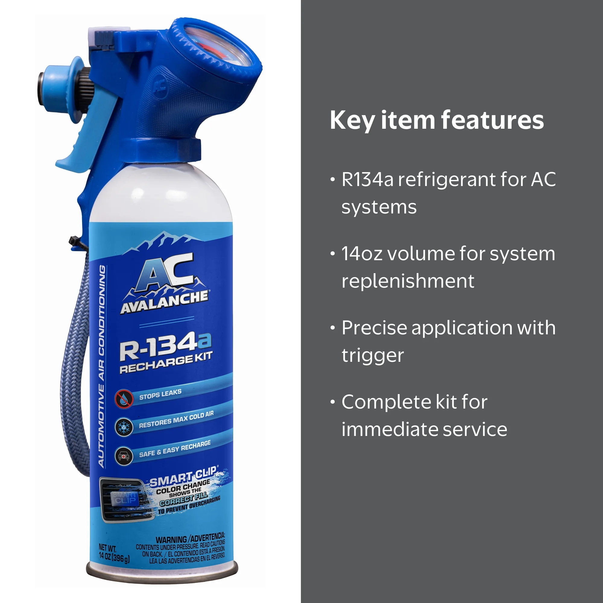 Avalanche 14 oz Automotive Refrigerant R134a Kit with Trigger
