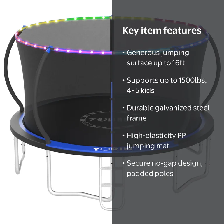 YORIN Trampoline 8FT 10FT 12FT 14FT, 1400LBS Weight Capacity