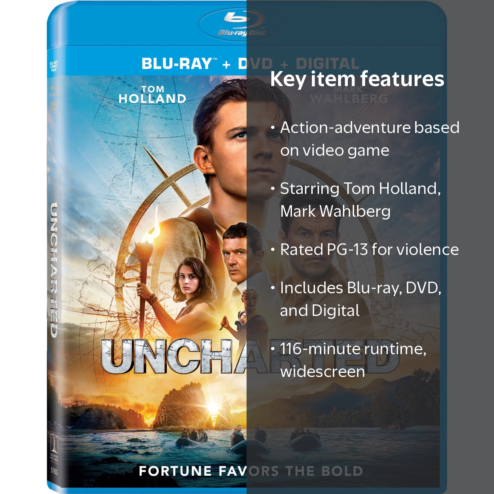 Uncharted Blu-ray + DVD + Digital Copy, Two-disc Adventure