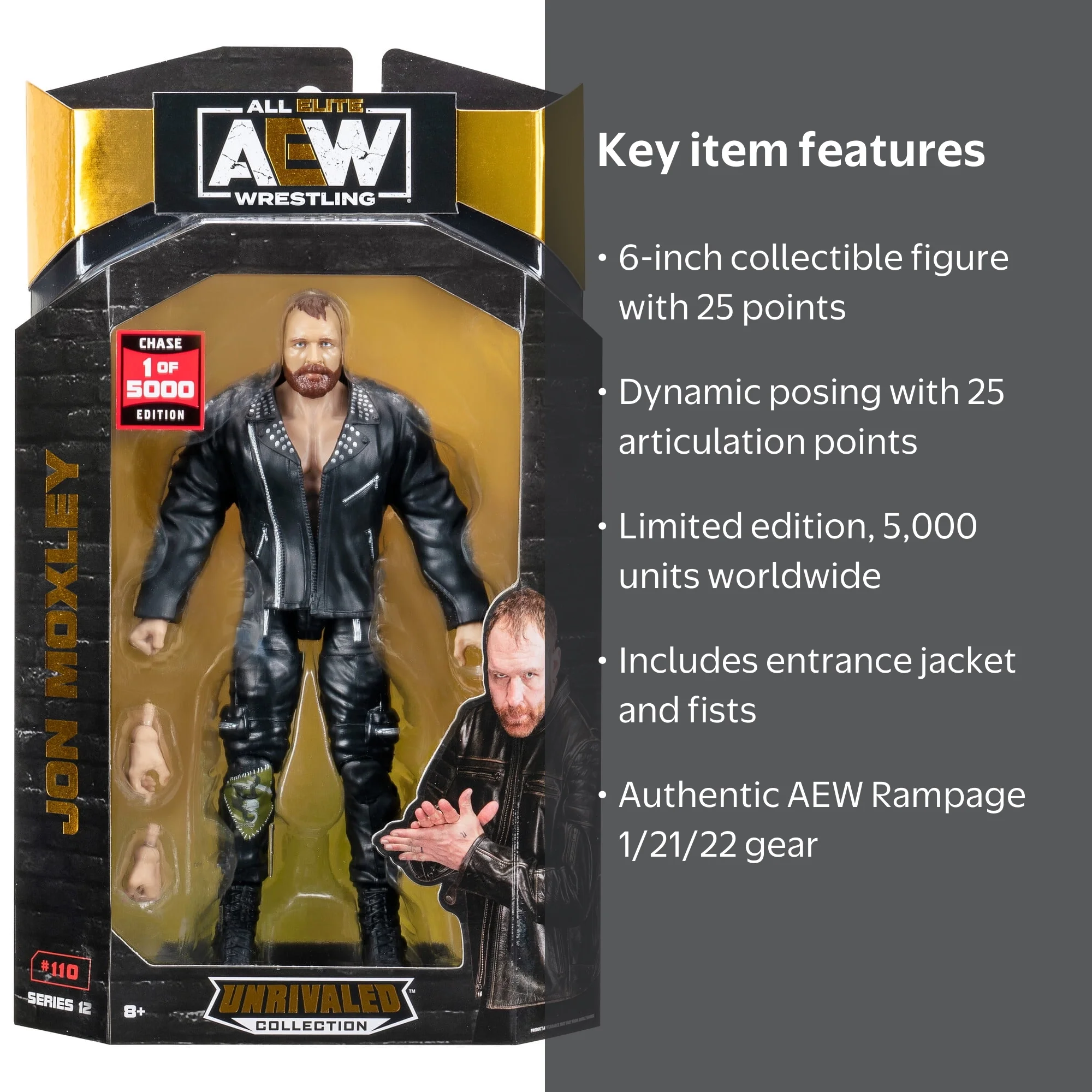 AEW, Unrivaled Jon Moxley, 6 inch Chase Figure with Entrance