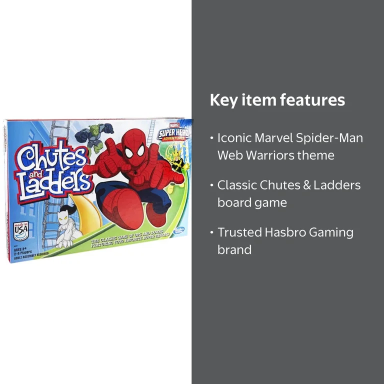 Hasbro Gaming Marvel Spider-Man Web Warriors Chutes & Ladders Game