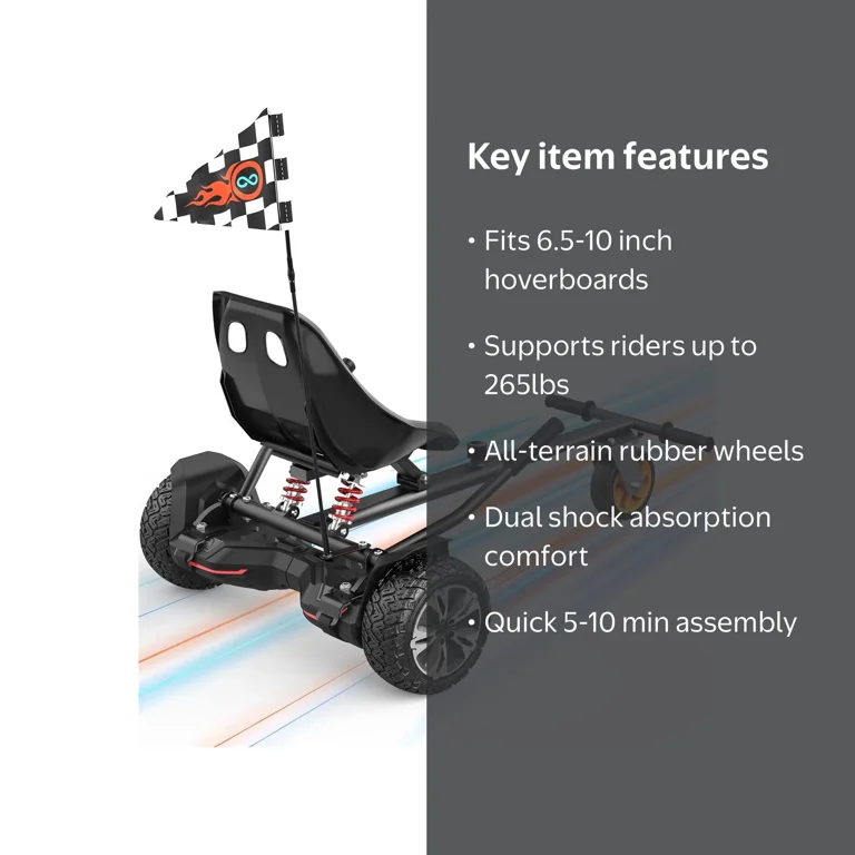 GYROOR K2 Hoverboard Go Kart Attachment, Adjustable Frame, Shock