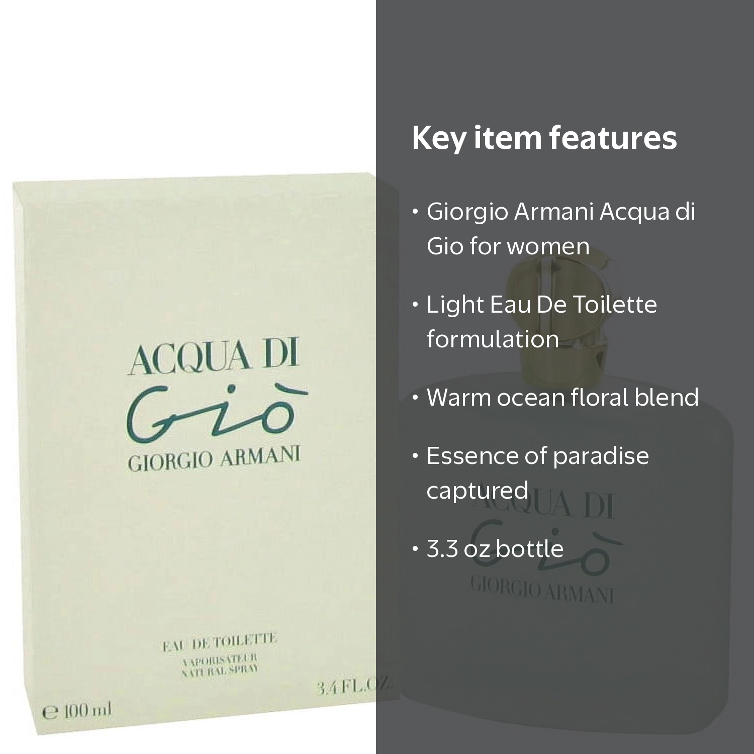 Giorgio Armani Acqua di Gio Eau De Toilette, Unisex, 3.4 oz