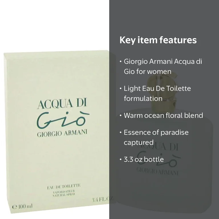 Giorgio Armani Acqua di Gio Eau De Toilette, Perfume for Women 3.3