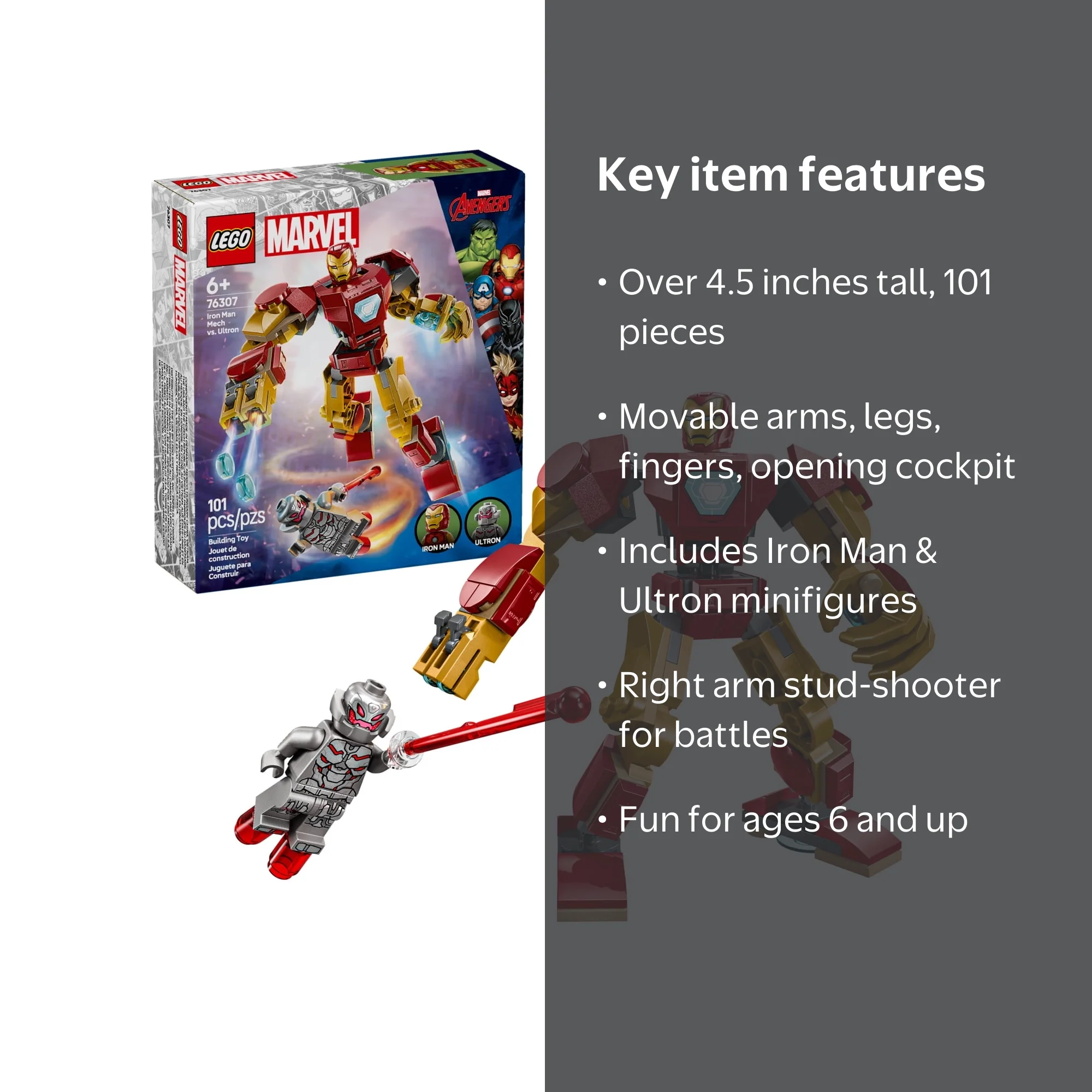 なーな LEGO, Marvel Iron Man Mech vs Ultron Building Toy Set 76307