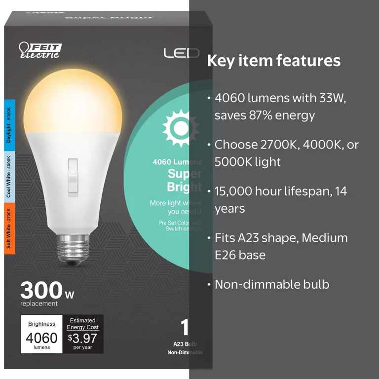 Feit Electric LED Intellibulb 33W (300W Eq.) E26 Base - Walmart.com