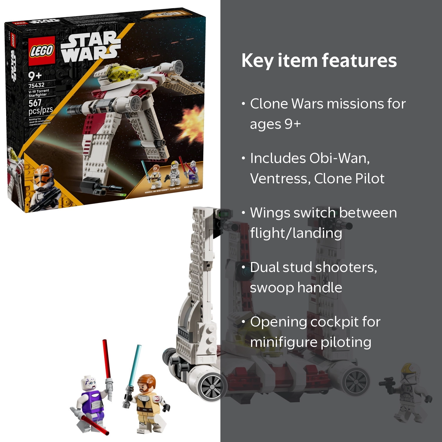 LEGO Star Wars: Clone Wars V-19 Torrent Starfighter, 75432, 567