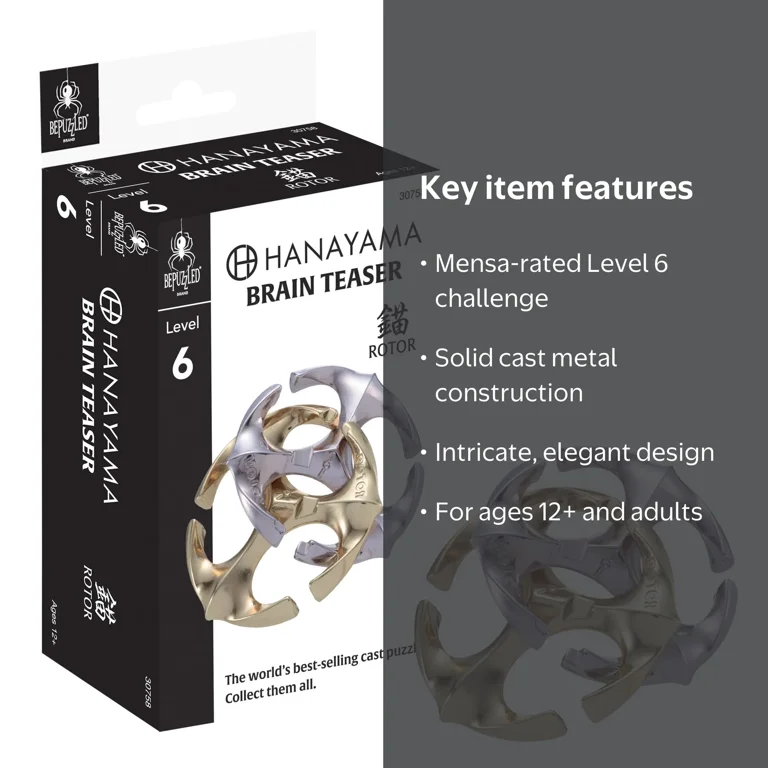 hanamama Hanayama, Metal Brainteaser Puzzle, Rotor Hanayama Level 6, Ages