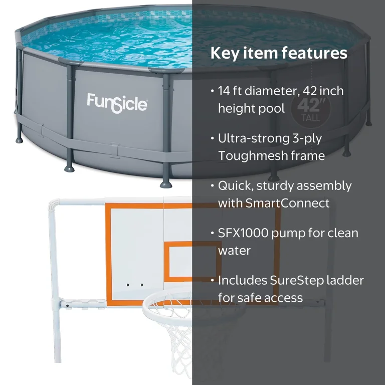 Funsicle 14 ft Oasis Round Above Ground Metal Frame Swimming Pool