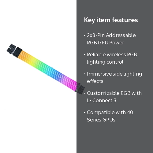 Lian-Li, GPU Power Extension Cable, Wireless RGB, 2x8-Pin