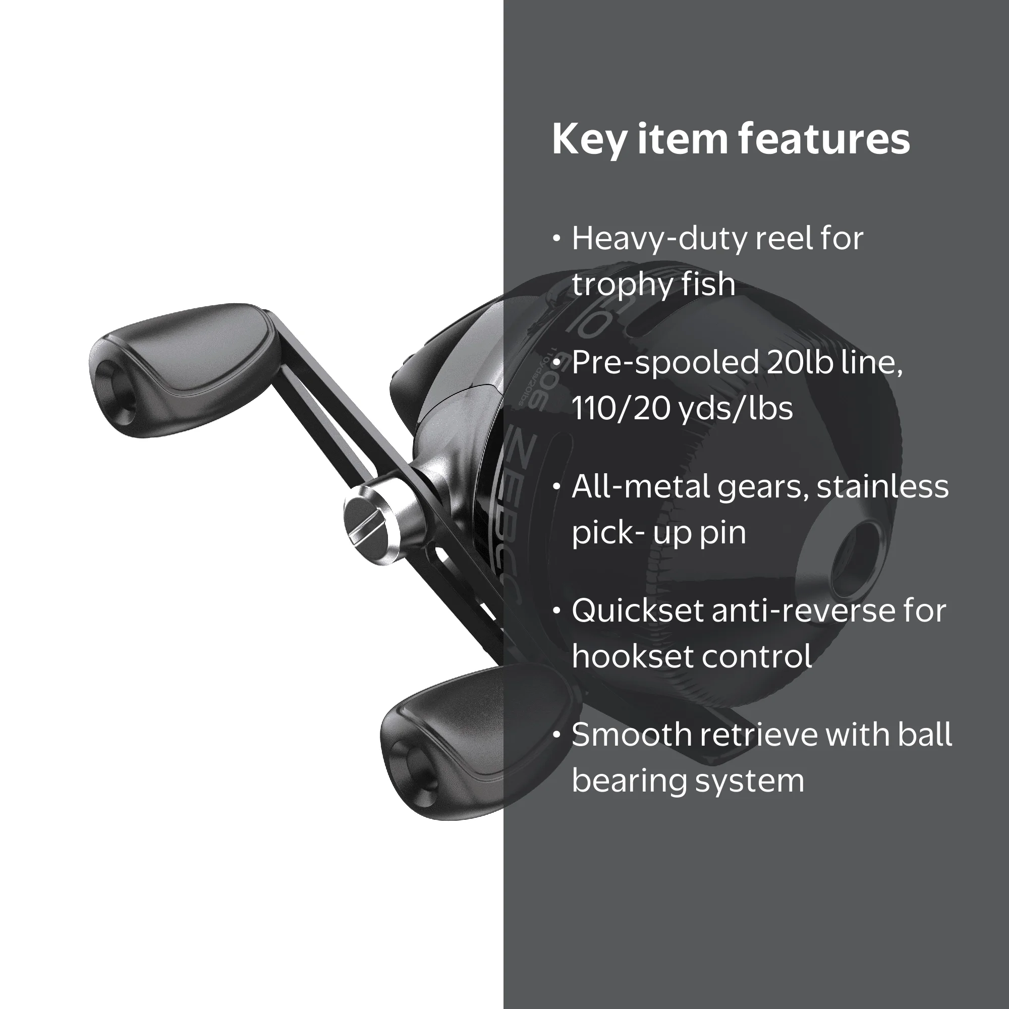 Zebco 606 Heavy-Duty Spincast Fishing Reel with Bite Alert, Size