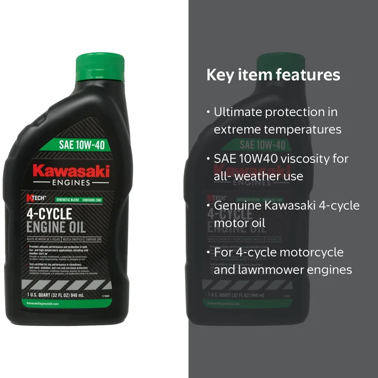 Kawasaki SAE 10W40 4 Cycle ATV Engine Motor Oil, 2 Quarts Pack