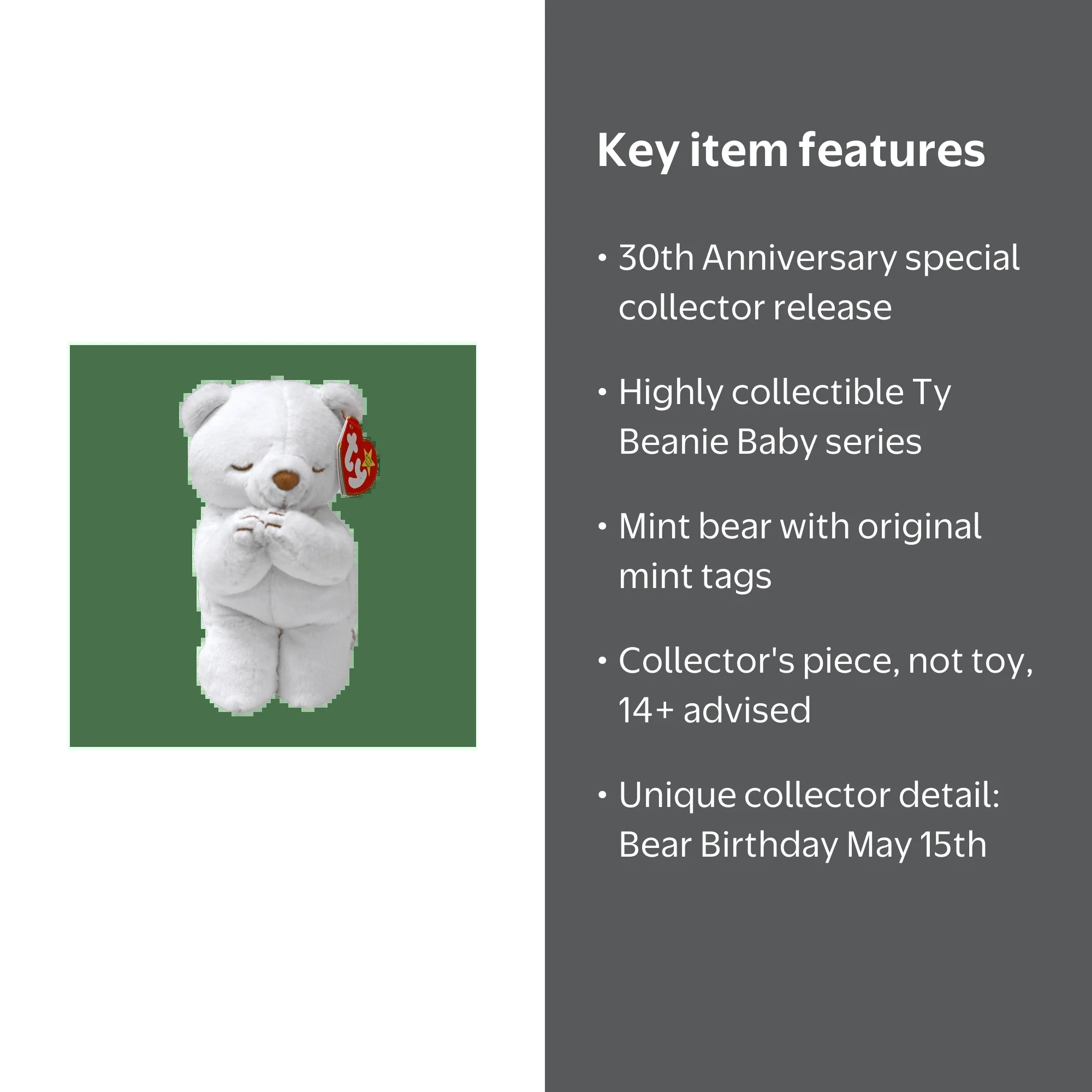 Ty Beanie Baby - Hope II the Praying Bear – 30th Anniversary