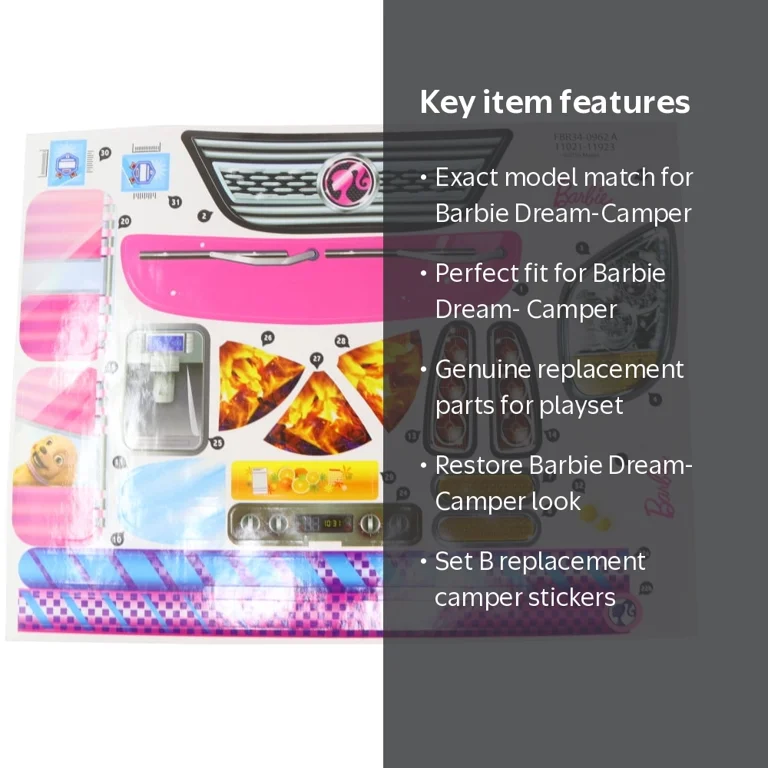 Replacement Labels for Barbie Doll Dream-Camper Playset - FBR34