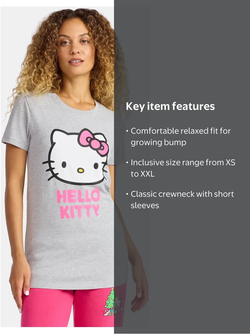 Hello Kitty Women's Maternity Graphic Tee with Short Sleeves