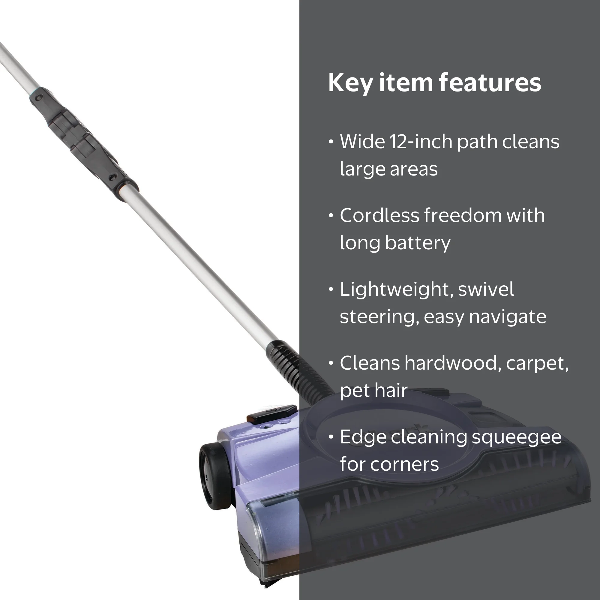 Shark Cordless Carpet & Floor Sweeper, 12-in. Cleaning Path