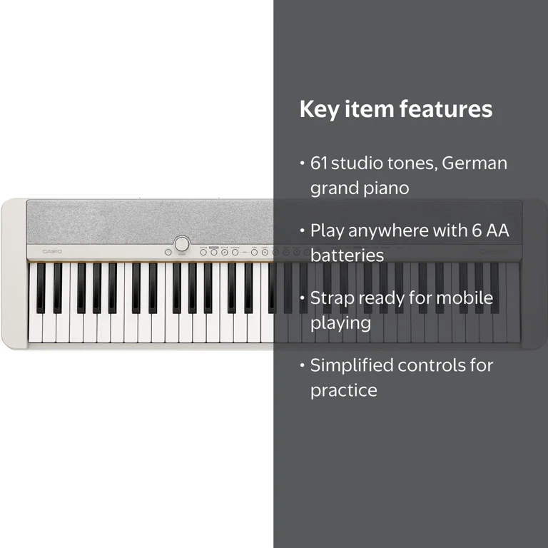 Casio CTS1 61 Key Portable Keyboard in White - Walmart.com