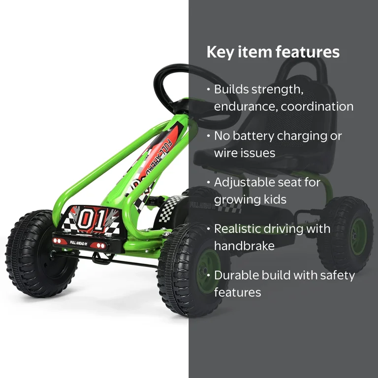 Gymax, Kids Pedal Go Kart, Green, 4 Wheel Ride On Toy - Walmart.com